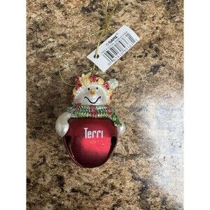 Ganz Terri Snowman Bell Red Christmas Tree Ornament Decor